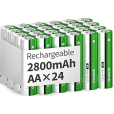 AA įkraunamos baterijos 2800 mAh didelės talpos 1500 ciklų 1,2 V NiMH mažo savaiminio išsikrovimo AA baterijos, 24 vnt.