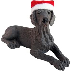 Sandicast Veimaraner su Kalėdų Senelio kepure Kalėdų papuošalas