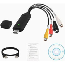 USB 2.0 VHS zu DVD Konverter - RCA zu USB Video Capture Card für PC/Mac, Digitize VHS/Hi8/Mini DV/DVD, Analog zu Digital Konverter mit Audio Grabber - Easy Plug & Play Adapter