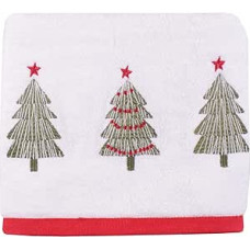 Fusion Christmas Tree Towels 2 Pack (50 x 90 cm) Soft and Fluffy 100% Cotton Embroidery Christmas Bath Towels
