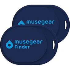 Musegear Key Finder Mini with Bluetooth App, Key Finder Loud for Mobile Phone, Dark Blue, Pack of 2, for iOS & Android, Key Finding