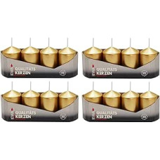 Auksinės lakuotos žvakės 16 vnt. (4 x 4 vnt.), dydis apie 40 x 60 mm Advento žvakės Kalėdinės žvakės Stulpinės žvakės