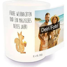 Mr. & Mrs. Panda Personalised Photo Lantern Squirrel Christmas Gift Tea Light Holder for Outdoor Design Yourself, Bird, Happy New Year, Christmas Greeting, Winter Motif