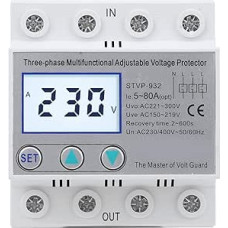 230 V/400 V kintamosios srovės reguliuojamos įtampos apsauga STVP-932 3 fazių LCD daugiafunkcinė savaiminio atstatymo apsauga nuo viršįtampių (80 A)