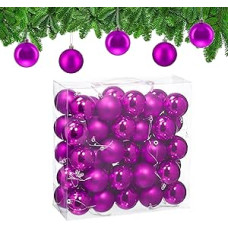 Relaxdays Christmas Baubles Set of 50, Christmas Decoration, Matt & Glossy, Christmas Tree Bauble Diameter 6 cm, Christmas Tree Decoration, Pink