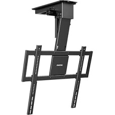 monTEK motorizuotas 32-75 colių iki 55 kg sveriančio televizoriaus lubų laikiklis, sulankstomasis lubų laikiklis plokščiam ir pasvirusiam stogui, suderinamas su televizoriumi, montuojamu už centro ribų, nuotolinio valdymo pultas / programėlė / valdymas ba