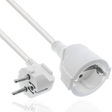 Inline ilgintuvas, maitinimo kabelis, 5 m, įžeminimo kontaktų kištukas kampinis/sukčiai, H05VV-F, vidaus, padidinta apsauga nuo prisilietimo, baltas, 16405U