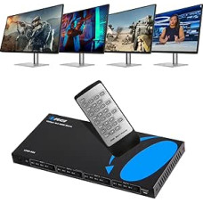 OREI 4x4 HDMI 4K Matrix Switch / Splitter (4 Input, 4 Output) with Remote Control Supports UltraHD 4K @ 60Hz 4:4:4, HDR, YUV, HDMI 2.0, HDCP 2.2, 3D, 1080p, 18GBPS - Downscaler (4K & 1080p Together)