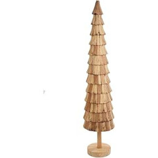 GILDE Objeto Wooden Decorative Object, Natural Colour, Christmas Tree Shape, Height 160 cm x Diameter 35 cm, Christmas Decoration