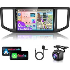 6G + 128G 8-Core 10.1 Inch Car Radio Bluetooth for VW Crafter Amarok Van 2017-2021 Carplay Android Car, DSP, WiFi GPS Navi RDS/FM, Android 15 Radio 2 DIN with AHD Rear View Camera