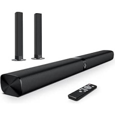 GarageRock Soundbar for TV, Soundbar 2-in-1 Removable Soundbars with Auto Volume Boost for Clear Sound, TV Speaker with 3 EQ Modes, Bluetooth 5.3/ARC/Opt/AUX Connection for PC/Gaming