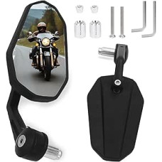 Pack of 2 Motorcycle Mirrors, 360° Rotating Motorcycle Rear View Mirror, E-Test Robust Aluminium Alloy Motorcycle Mirror Compatible for Scooters ATV