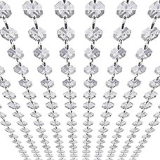 10m K9 stiklo kristalų girlianda - kabanti liustra brangakmenių karoliukų grandinė - 14mm skaidrios aštuonkampės prizmės deimantų dekoracijos vestuvių vakarėliui Manzanita Centerpiece Kalėdų eglutė