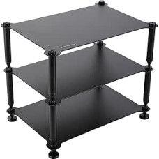 Audio Component HiFi Rack - Heavy Duty Aluminium Frame & Solid Aluminium Columns, Audio Stand Rack for HIFI Amplifier/DACs/Preamp, Compact Desktop Organiser for Home Audio Systems