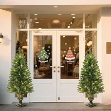 Garvee Weihnachtsbaum-Set 4-teilig, 120 cm Künstlicher Weihnachtsbaum + 2vnt 270 cm Weihnachtsgirlande + ⌀60 cm Weihnachtskranz üppige Weihnachtsdeko für Innen und Außen