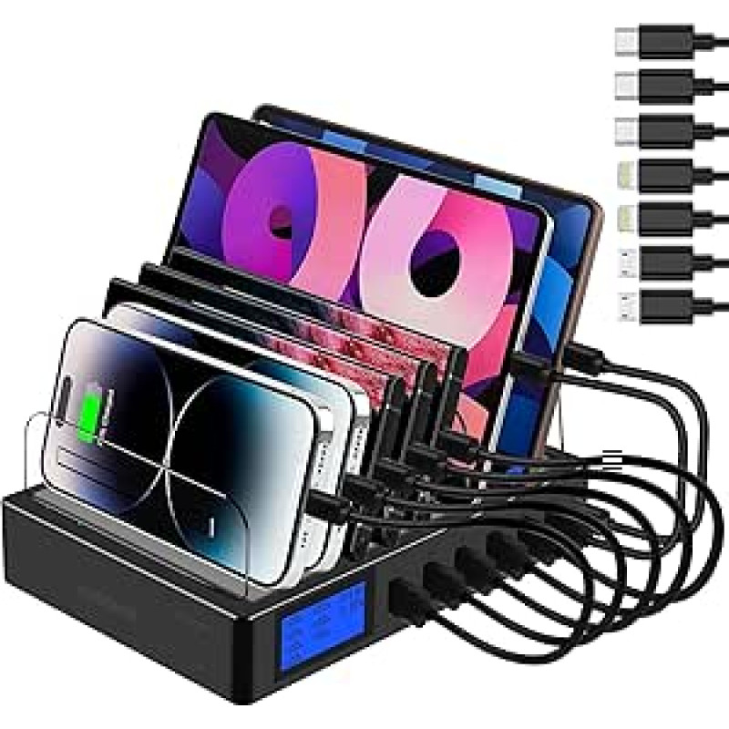 Greitojo įkrovimo stotelė PD20W QC3.0 su keliais USB prievadais, 