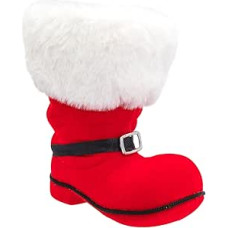 Idena 30538 Christmas Boots Approx. 13 x 9 x 14.5 cm Red Flocked Christmas Boots with Buckle and Fur Trim as Christmas Decoration or Gift Packaging