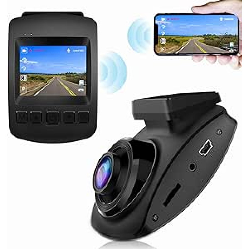 【2018 nauja versija 】CHORTAU Dash Cam WiFi Full HD 1080P, 2 colių ekranas 170° platus kampas, automobilio kamera su avariniu įrašymu, kilpos įrašymas, parkavimo monitorius, judesio aptikimas