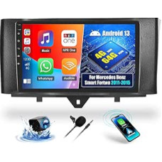 OiLiehu 4+64G Android 13 Dvigubas DIN radijo imtuvas Carplay Android automobilis Mercedes Benz Smart Fortwo 2011-2015 m. Automobilinis radijas su 9 colių ekranu su Mirror Link Bluetooth FM RDS GPS WiFi EQ + atbulinės eigos kamera