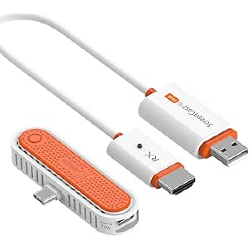j5create ScreenCast Mini Duo Type-C belaidis HDMI siųstuvas ir imtuvas, 1080p@60Hz, mažas vėlavimas, 5G+2.4G išėjimas, skirtas transliacijai iš išmaniojo telefono / planšetinio kompiuterio į televizorių (JVAW60)