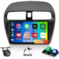 4+64GB Android 14 Car Radio for Mitsubishi Mirage Space Star 2012-2023 GPS Navigator Sat NAV Screen 9 Inch Touchscreen Radio Wireless Carplay Android Car Bluetooth WiFi FM RDS Reversing Camera