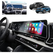 Suderinama su 2022 2023 2023 2024 2025 Kia Sportage NQ5 Flat Surface Navigation Apsauginė plėvelė Kia Sportage GT-Line X-Line HEV 12,3 colių Nano Plastic Screen Protector 6H Scratch-Resistant [Pack