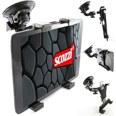 Tablet holder car (9 cm suction cup) disc holder e.g. compatible with Apple iPad, Lenovo, Samsung Galaxy Tab S9 S8 S7 S6 S5e S3 A7 A E P12 P11 Yoga 13 11 M10 M8 FE Air Mini Plus Pro
