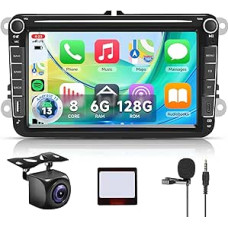 8 Core 6 + 128G: Hodozzy Carplay automobilinis radijas, skirtas VW Passat Golf Golf Seat Altea Skoda Octavia su USB/USB C/Navi, 8 colių VW automobilinis radijas Bluetooth su Android Car/Mirror Link/32 EQ/FM/RDS/SWC/WiFi + atbuline eiga