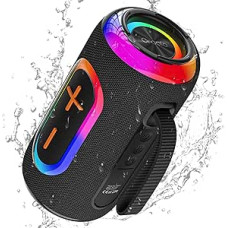 oraolo Tragbarer Bluetooth-Lautsprecher mit 24 W lautem Stereo-Sound, bunte RGB-Lichter, TWS-Kopplung, Bluetooth 5.4, 15 Stunden Spielzeit, unterstützt AUX/TF-Karte, kabelloser Lautsprecher für Partys