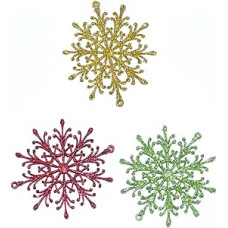 3Pcs Glitter Snaigė shapped Kalėdų eglutės apdaila Xmas Šalis Kabantys ornamentas Dekoras