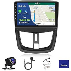[Android 15 2G + 64G] Inefala automobilinis radijas Peugeot 207 2006-2010, belaidis Carplay ir Android automobilis, 9 colių jutiklinis ekranas Bluetooth 2 DIN radijo imtuvas su GPS/WiFi/Bluetooth/USB/RDS/FM mikrofonas atbuline eiga