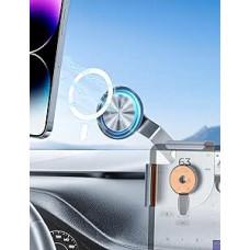 Mobile Phone Holder Car Magnet for Tesla Model 3/Y, Magnetic Car Screen Mount for iPhone 15, 14, 13 Series and All Mobile Phones with MagSafe Housing Full Aluminium (Orange-Grey)