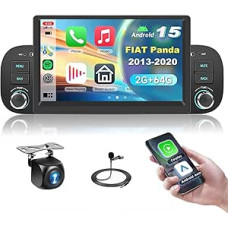 2G & 64G 7 Inch Car Radio for Fiat Panda 2013-2020 with Carplay Android Car, Android 15, Touchscreen Bluetooth RDS/FM Radio, Mirror Link, WiFi Navi/AHD Reversing Camera/CANBUS