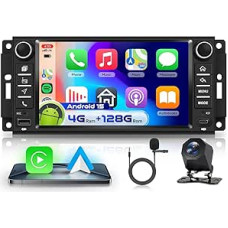 4G 128G VECHTEL 7 colių automobilinis radijas Jeep/Chevrolet/Chrysler/Dodge Carplay Android Car, EQ, WiFi GPS, Bluetooth, RDS/FM radijas su AHD atbulinės eigos kamera