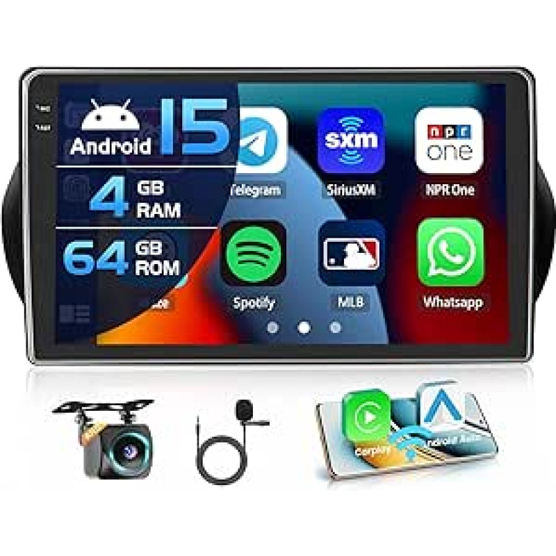 4+64G automobilinis radijas Citroen Nemo/Peugeot Bipper/Fiat Fiorino Qubo Android 15 su 10 colių vidiniu ekranu Palaiko belaidį Carplay ir Android Car Mirror Link radiją FM/RDS GPS WiFi SWC