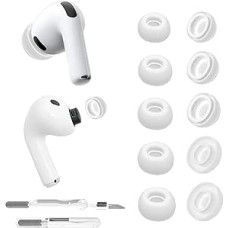 Aiivioll Silikon-Ohrstöpsel für AirPods Pro 3 (2025) [Neuer Reinigungsstift] mit Staubfilter-Ohrstöpseln, Zubehör, kompatibel mit AirPods Pro 3. Generation, Weiß, 5 Paar