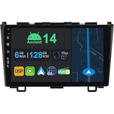 9 Zoll Android 14 Autoradio mit CRV 2007-2011 | Octa Core | 6GB 128GB | Eingebaut 4G LTE | CarPlay&Android Auto | DSP | DAB | HDMI | Dual Band WiFi | Bluetooth