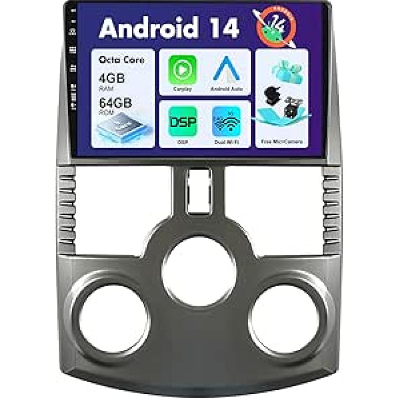 SXAUTO Android 12 IPS automobilinis radijas Toyota Rush/Daihatsu/Terios (2006-2016) - Integruotas Carplay/Android Car/DSP - LED kamera + MIC - 4G + 64G - DAB 360-CAM valdymas vairu - greitas įkrovimas - 2 DIN 9