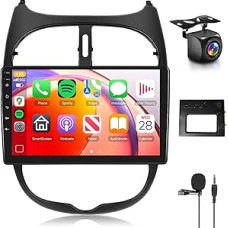 Hodozzy Carplay automobilinis radijas Peugeot 206/206cc/Citroen C2 2001-2016, 9 colių jutiklinio ekrano Android automobilinis radijas su Android Car/WiFi/GPS/RDS/Bluetooth/USB + atbulinės eigos kamera