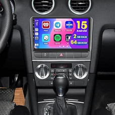 Hikity 2+64G Android Car Radio for Audi A3 8P 2003-2012, S3 2006-2012, RS3 2011-2012 Wireless Carplay Android Car, 9 Inch Car Radio with Screen Navigation Bluetooth EQ FM/RDS USB Reversing Cam