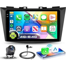 4G + 64G Car Radio Android 15 for Suzuki Swift 2011-2017 Suzuki Ertiga 2012-2017, 9 Inch In-Cell HD Touchscreen Car Radio with Wireless Carplay Android Car GPS Wi-Fi USB Bluetooth FM RDS