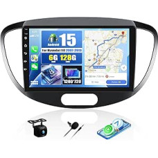 CAMECHO [8 Core 6G+128G ] Android 15 Autoradio für Hyundai I10 2007-2013 mit Carplay Android Auto Navi, 9-Zoll Bildschirm mit Navi Bluetooh 5.0 DSP FM/RDS Dual WiFi +Rückfahrkamera