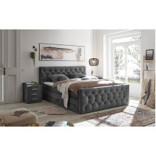 CASHFIELD 8 Box Spring Bed with Bed Box, 180 x 200 cm, Anthracite, Comfortable Double Bed with 7-Zone Spring Core Mattress and Cold Foam Topper with Climate Band, 200 x 113 x 225 cm (W x H x D)