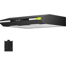 CIARRA CBCB6921 A+ A+ viryklės gaubto pagrindas 60 cm recirkuliacinis ištraukiamasis gaubtas Jutiklinis valdymas 3 galios lygiai Integruotas apatinės spintelės apatinis gaubtas su CBCF011 aktyviosios anglies filtru juodas