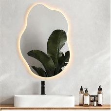 Intelligent Bathroom Mirror 80 x 55 cm with LED Clock, Anti-Fog, Shatterproof, Dimmable, 3 Colour Temperatures, Asymmetrical (Horizontal/Vertical)