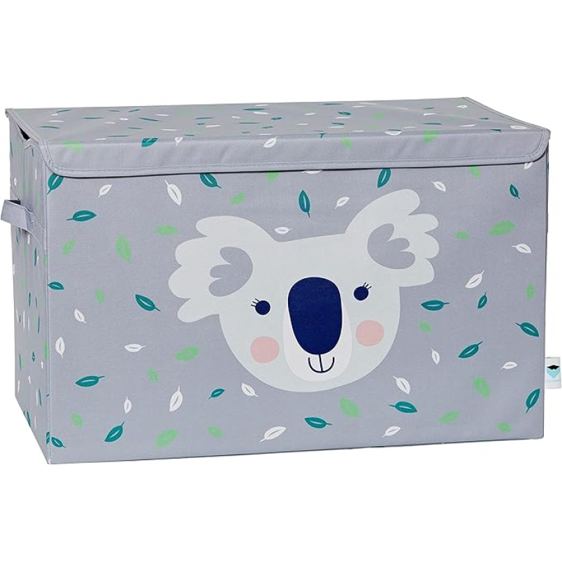 LOVE IT STORE IT Dėžutė su dangčiu didelė - medžiaginė žaislų skrynia - sutvirtinta medžiu - tvirta ir stabili - pilka su Koala - 62 x 38 x 39 cm