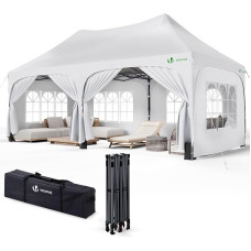 VOUNOT 3x6m Pavillon Wasserdicht mit 6 Seitenwänden, Faltpavillon Stabil, Partyzelt Winterfest, UV-Schutz 50+, Gartenzelt Faltbar mit 6 Sandsäcken und Tragetasche, Weiß