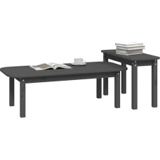 Couchtisch-Set Grau Massivholz Kiefer - Platzsparendes Design mit 2 Tischen - Robuste Tischplatte für Wohnzimmer, Esszimmer & Büro - 110x50x35cm & 70x30x45cm,Tische & Kaffeetische