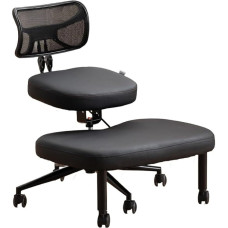 Cross Legged Chair with Wheels, Versatile Kneeling Chair with Back Support, Adjustable Stool with Angled Seat for Better Posture, Thick Comfortable Cushions, Black