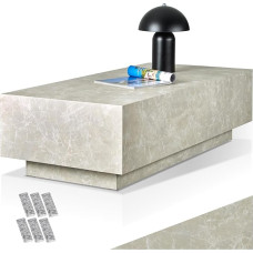 Tektakio sofos staliukas, Travertino akmens išvaizdos kambario dekoras, svetainės staliukas, modernus kavos staliukas, šoninis staliukas, svetainės staliukas, sofos staliukas, miegamojo staliukas, Travertino išvaizdos, 120 x 60 x 35 cm